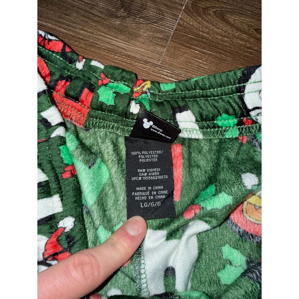 Disney Mickey Mouse Christmas Pajama Set Grey Green Ho Ho Ho Fleece Mens Large - Picture 5 of 6